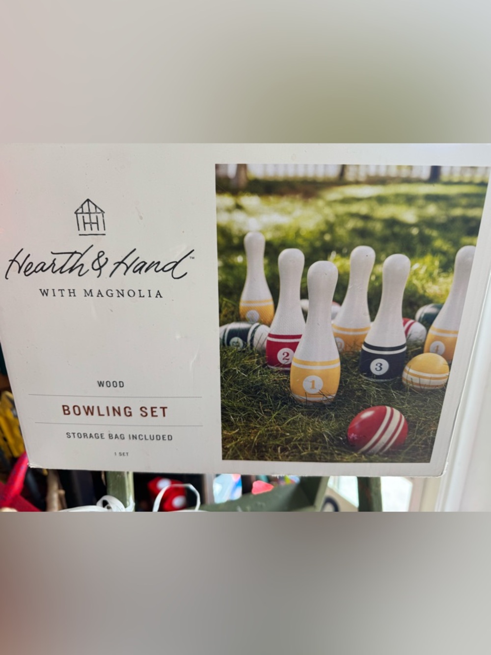 Hearth & Hand With Magnolia Wood Bowling Set -BRAND NEW w/storage bag 🎳